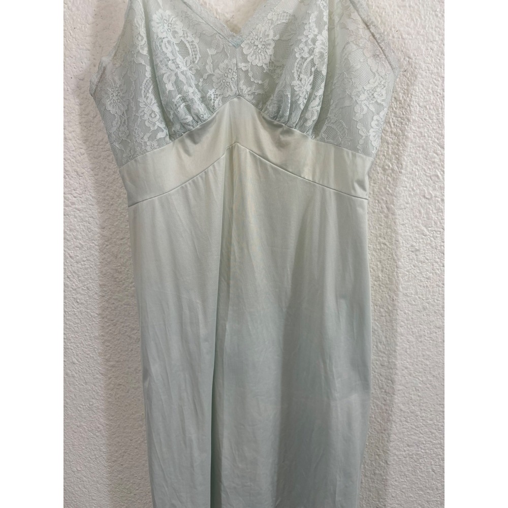Vintage Tricot All Nylon Blue Lace Lingerie Slip Dress Size 34 S - Picture 7 of 10